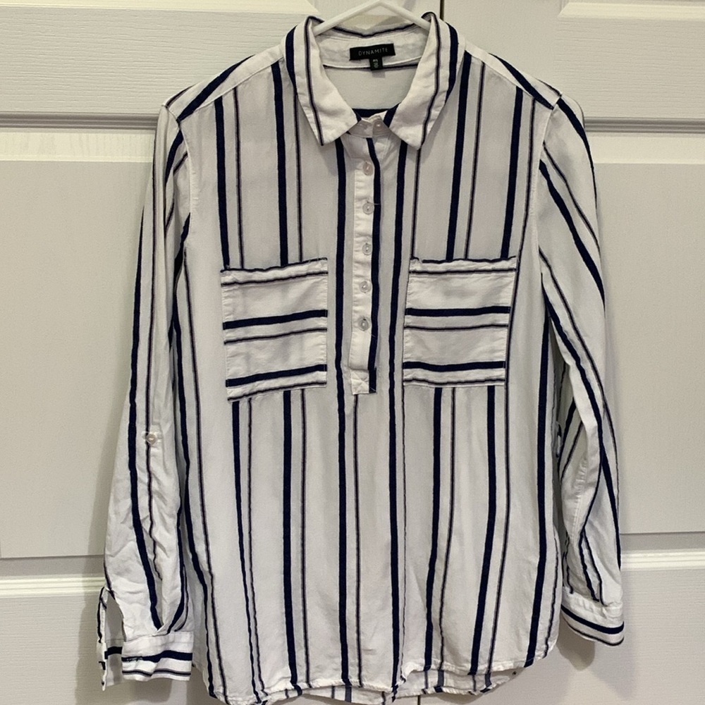 Dynamite | Navy Blue and white shirt (S)